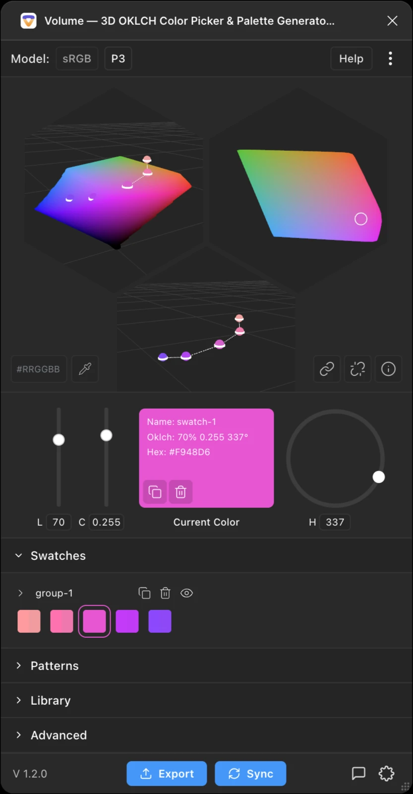 Volume Figma plugin syncing OKLCH design tokens to Figma