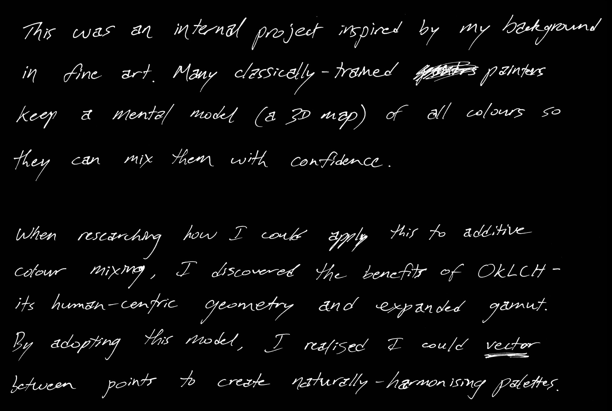 Handwritten product notes and sketches